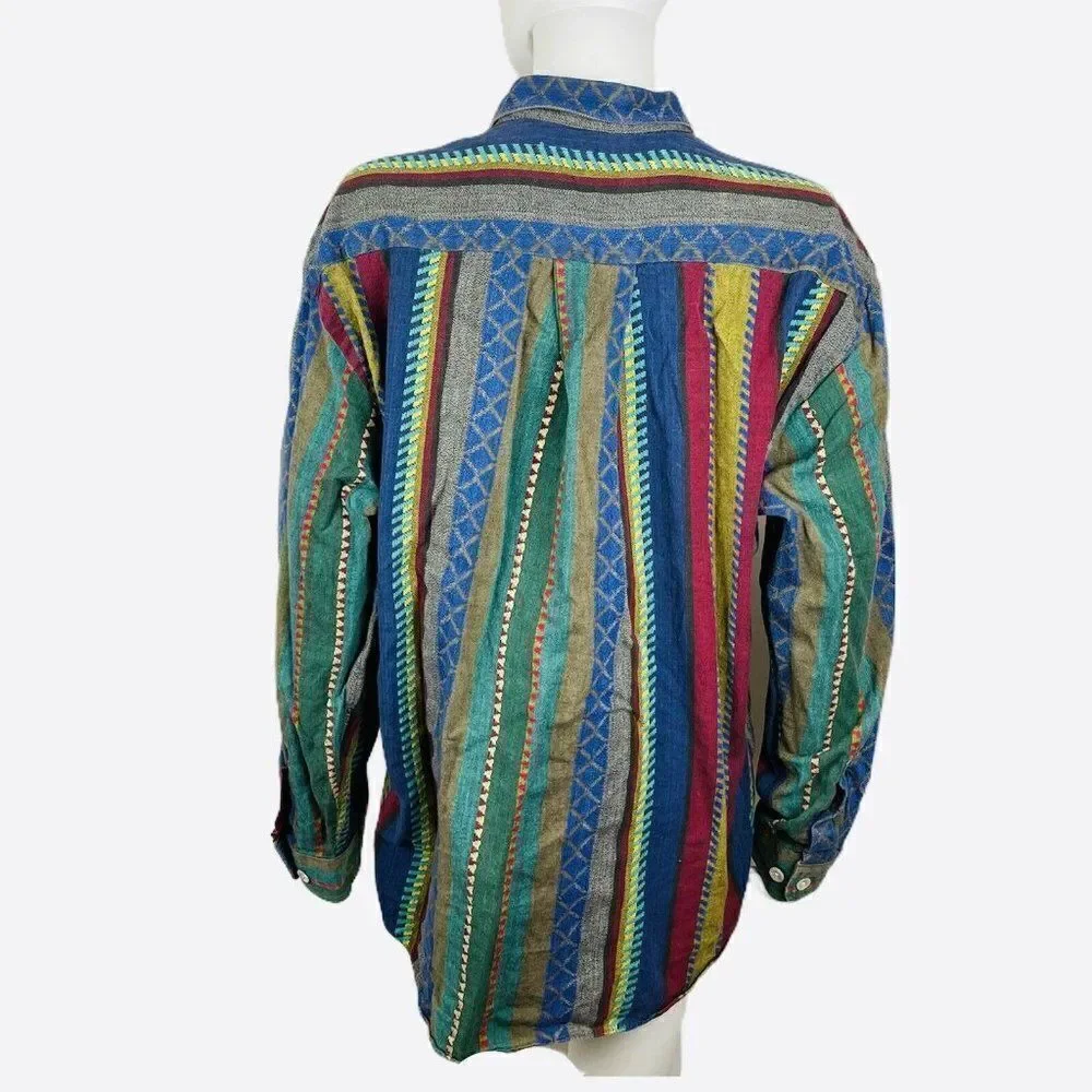 Pegasus Mens Colorful Dress Shirt Large Stitched